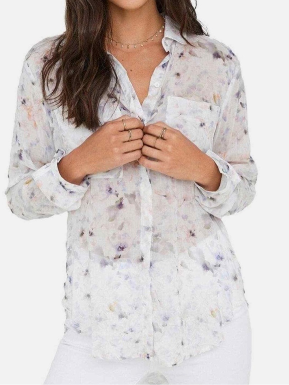 Bella Dahl Rayon Abstract Pastel Soft Button Down Shirt size XS